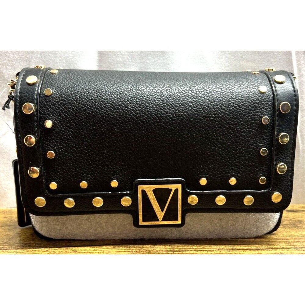 Victoria's Secret Tech Clutch/Crossbody- Black Lily Studded With Chain Strap